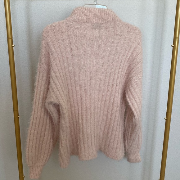 ASOS Miss Selfridge fuzzy Baby Pink Pastel Sweater Mock Neck - Picture 3 of 4
